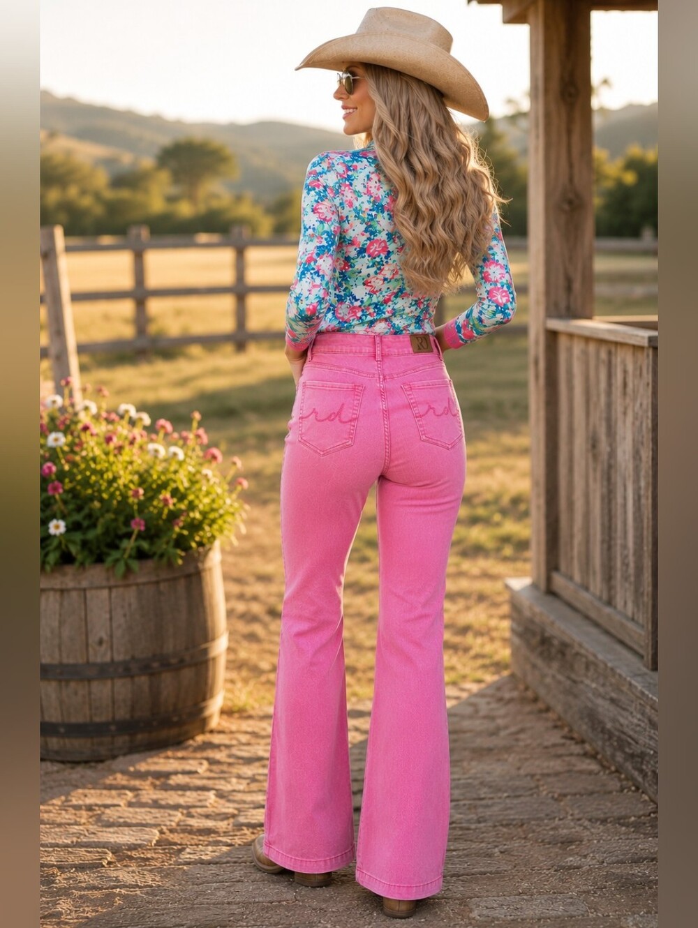 RANCH DRESS'N Fallon Taylor Signature "Retro Pink" washed trouser jeans S (2-4) - Picture 1 of 16